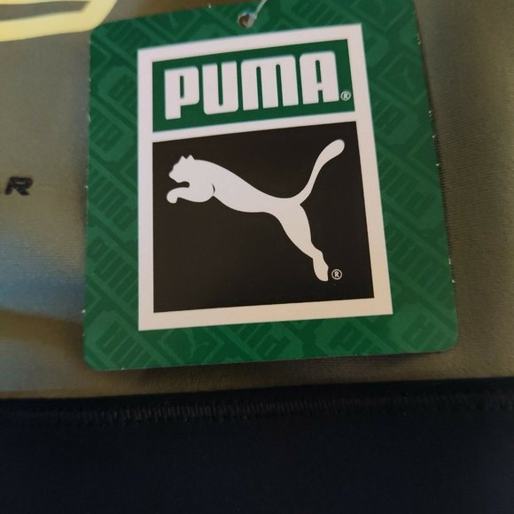 NWT Puma Womens Evide Workout Set Crop Top Bra Shorts Green - Picture 9 of 12